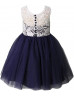Ivory Lace Gray Tulle Knee Length Flower Girl Dress